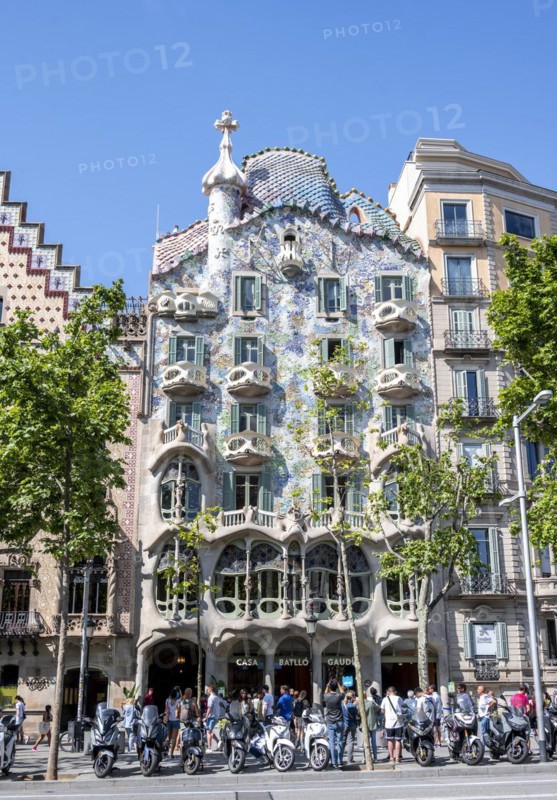 Artistic facade of Casa Batllo by Antoni Gaudi