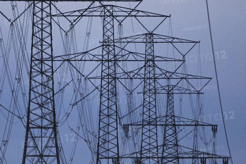 Electricity pylons photographed in Schoenau-Berzdorf