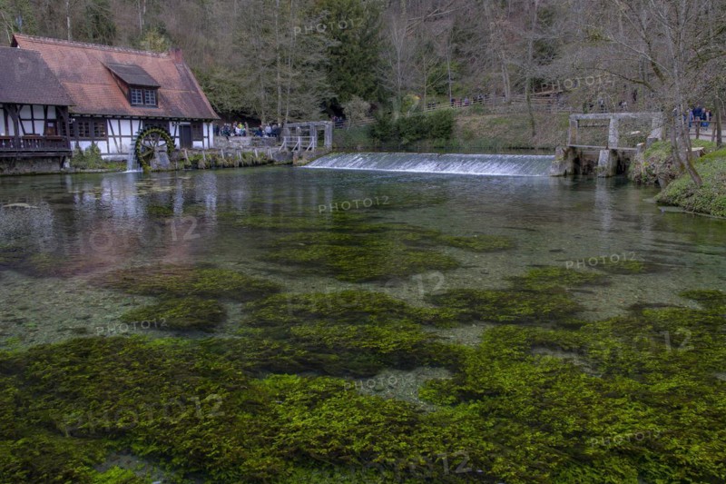 Panorama photo of mill at Blautopf