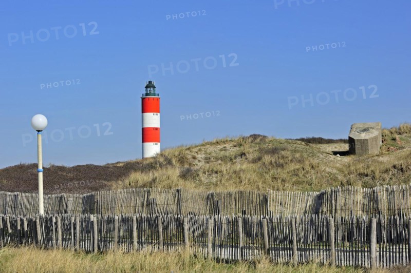 The red and white Berck lighthouse at Berck-sur-Mer