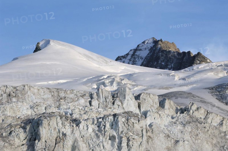 Seracs of glacier on the mountain Grand Cornier in the Pennine Alps