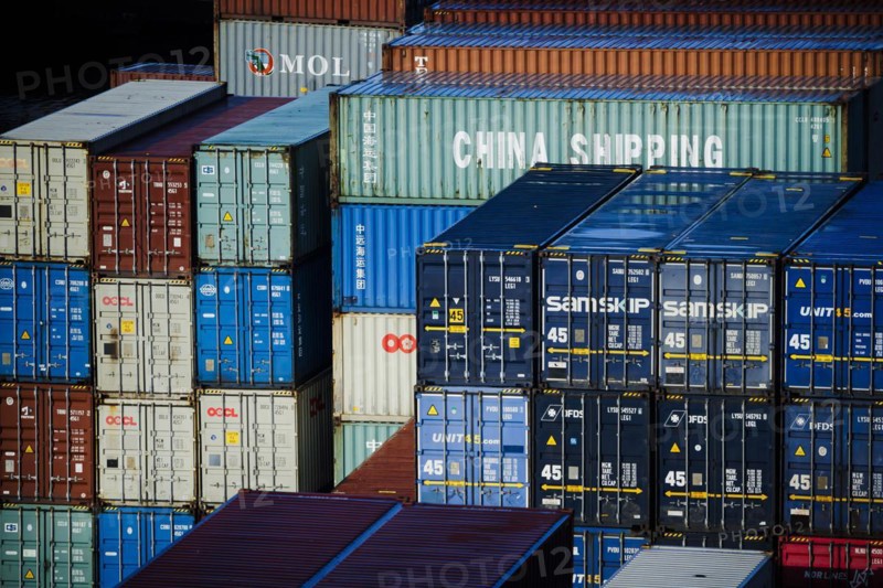Containers standing in the harbour of Kristiansand. Kristiansand