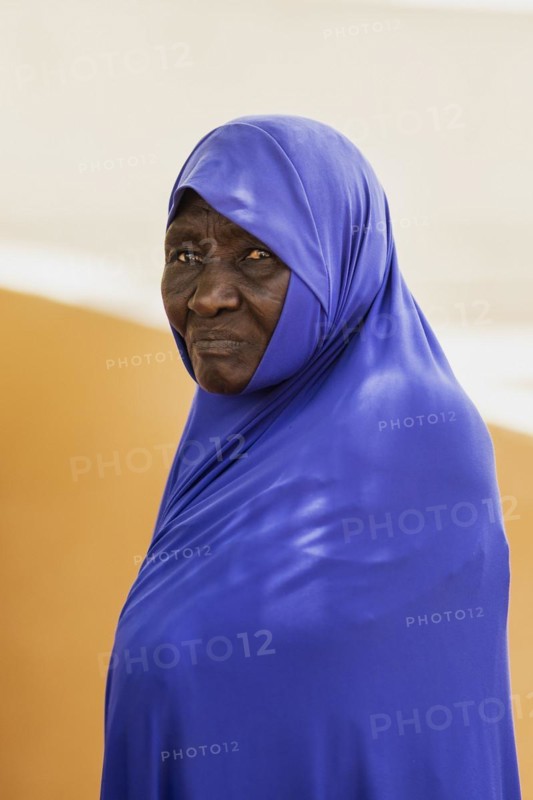 A woman photographed in a refugee settlement in Ouallam