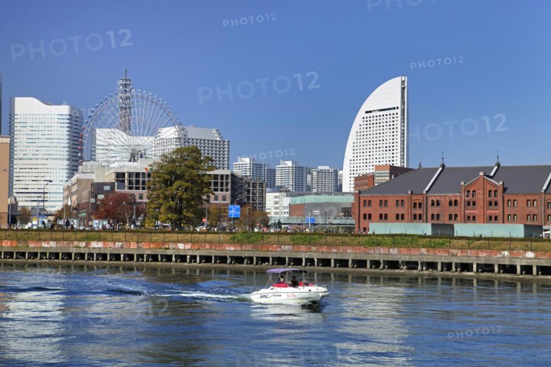 Yokohama Red Brick Warehouse and view of Minato Mirai 21 Yokohama city Kanagawa Japan
