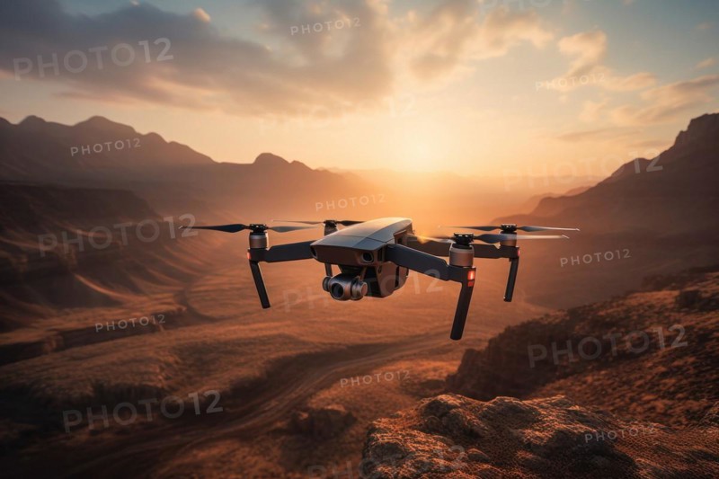 DJI drone flying over desert