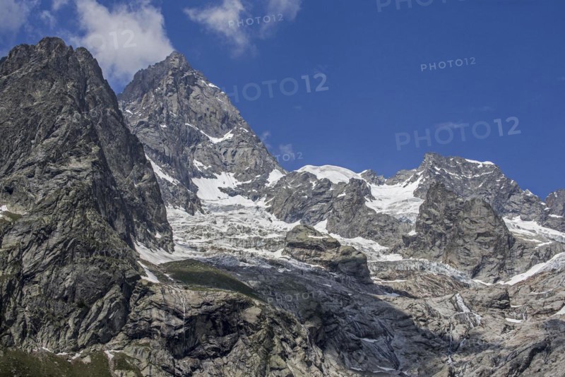 The Mount Blanc seen from the Val Ferret valley