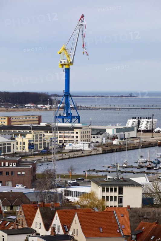 City panorama with crane at Westhafen