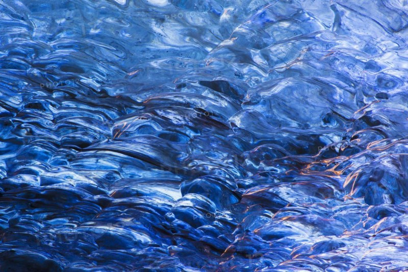 Close-up detail of blue ice in natural glacial cave in the Breioamerkurjoekull