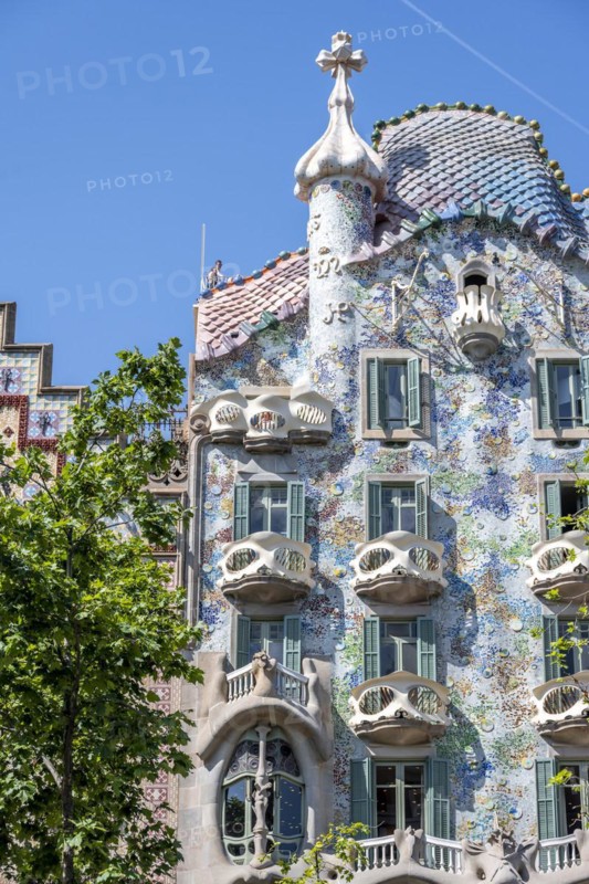 Artistic facade of Casa Batllo by Antoni Gaudi