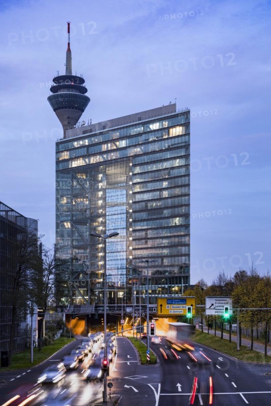 Rhine bank tunnel entrance at the city gate in Duesseldorf