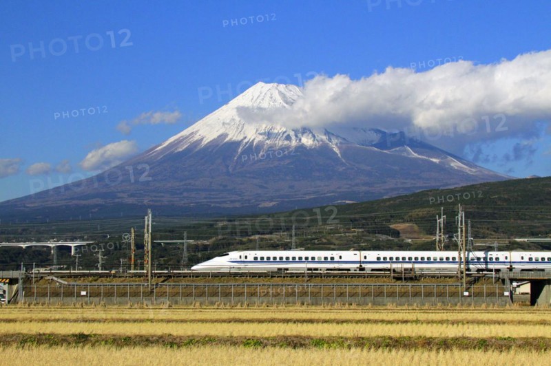 Mount Fuji and Tokaido Shinkansen Shizuoka Japan Asia