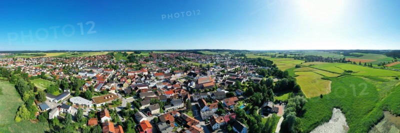 Aerial view of Frontenhausen a market in the Lower Bavarian district of Dingolfing-Landau