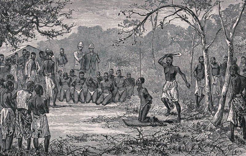 The execution of slaves by beheading by the Bakuti