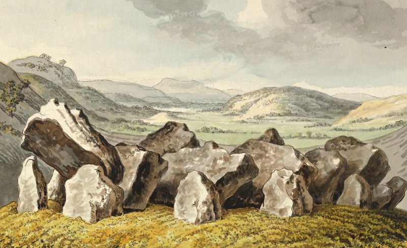 A prehistoric stone circle on a hill