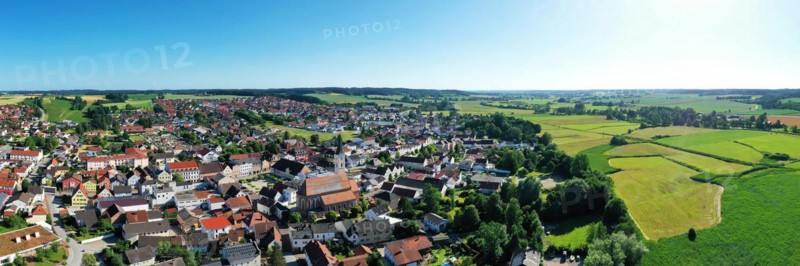 Aerial view of Frontenhausen a market in the Lower Bavarian district of Dingolfing-Landau
