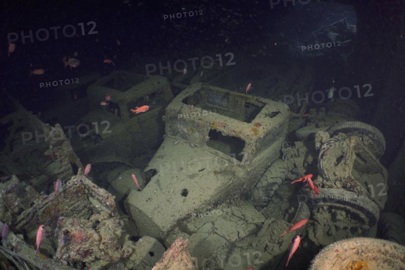 Truck Truck from the Second World War in the hold of the Thistlegorm. Dive site Thistlegorm wreck
