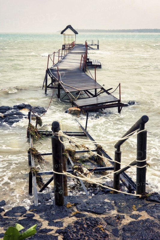 Boat jetty destroyed after a cyclone