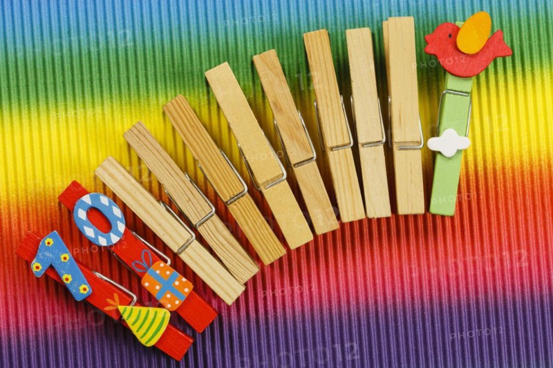 Clothes pegs and number 10