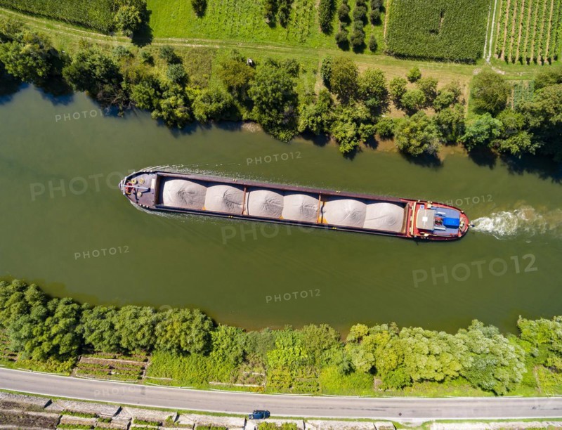 Hessigheim rock gardens with barge on the Neckar