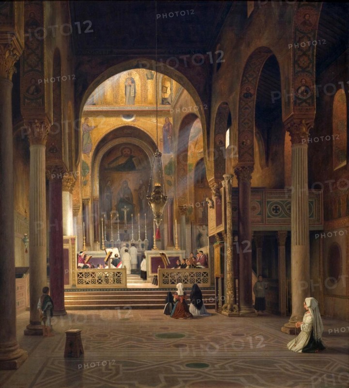 The interior of the Capella Palatina in Palermo around 1850