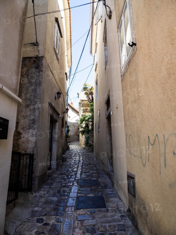 Mediterranean old town with old alleys and houses in the morning