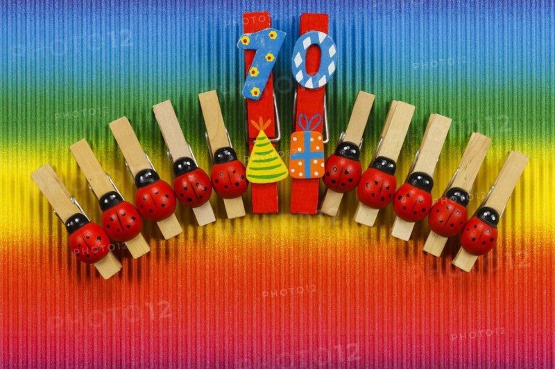 Clothes pegs and number 10