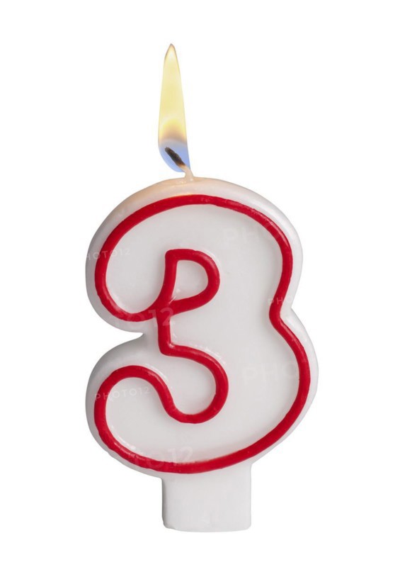 Number Three Birthday Candle