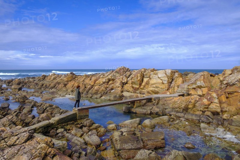 Small bridge on rocks