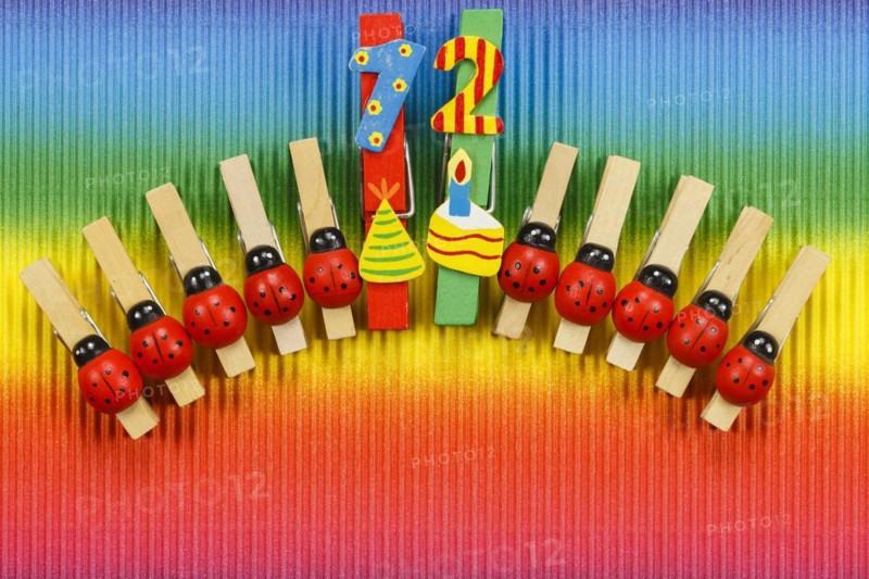 Clothes pegs and number 12