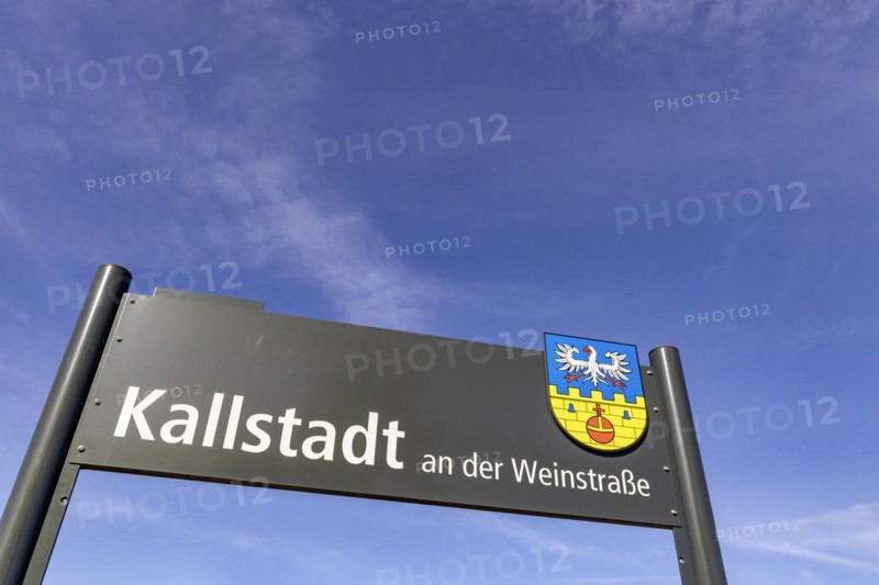 Tourist sign of Kallstadt in the district of Bad Duerkheim