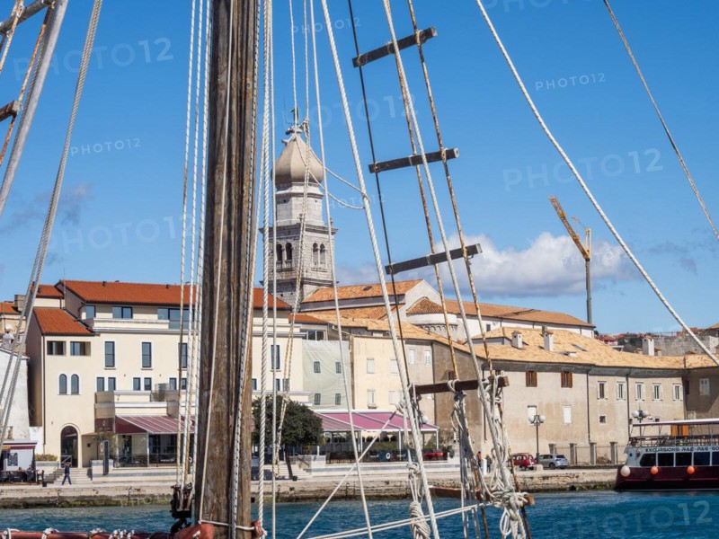View over the marina to the town of Krk