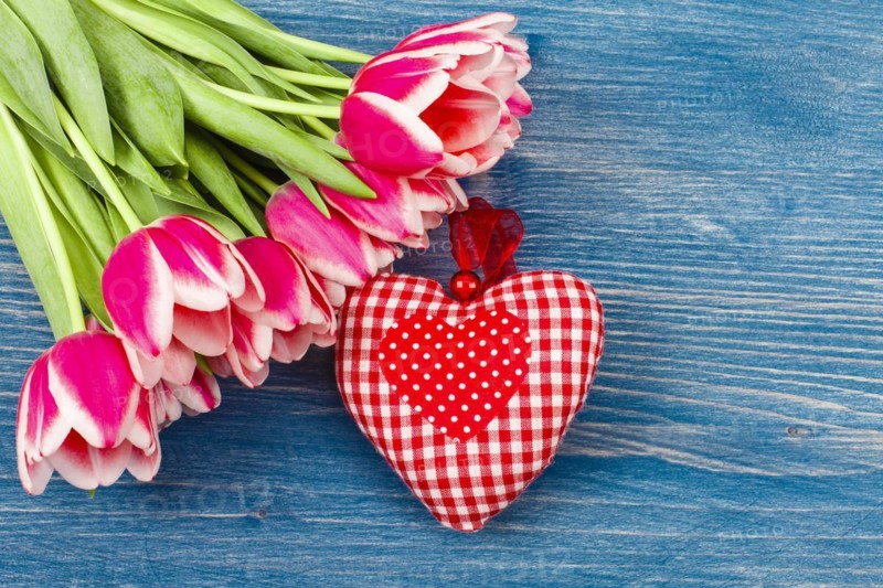 Fabric Tulip Bouquet with Heart