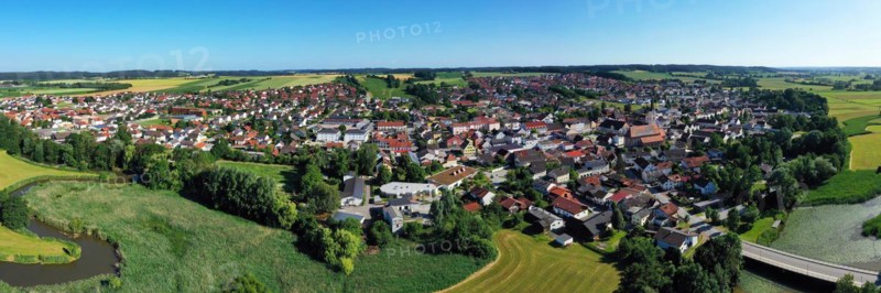 Aerial view of Frontenhausen a market in the Lower Bavarian district of Dingolfing-Landau