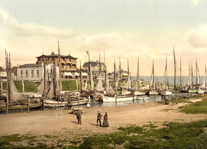 Hotels and inner harbour of Buesum