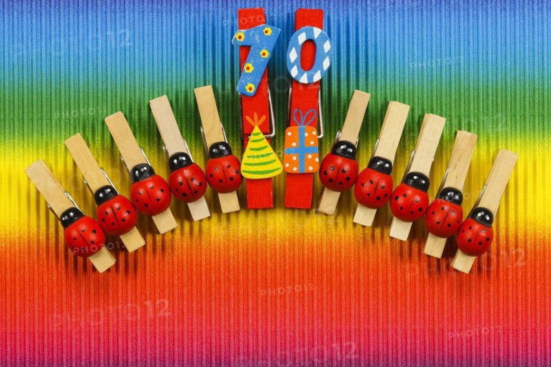Clothes pegs and number 10