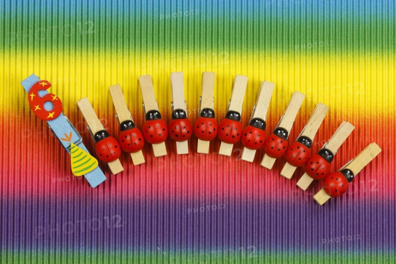 Clothes pegs and number 6