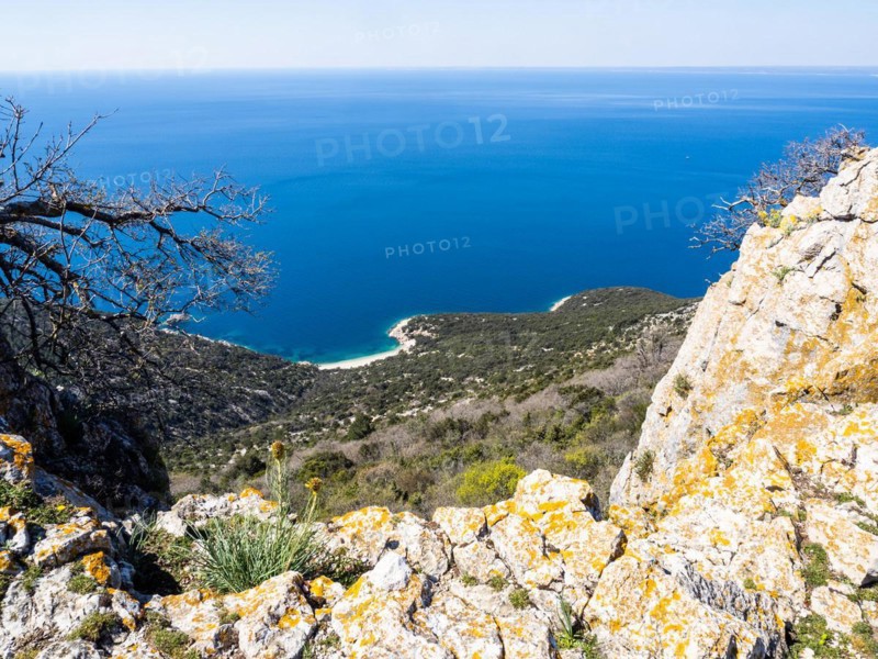View of the blue sea and the sandy beach