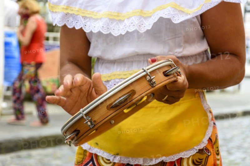 Woman in colorful ethnic clothes