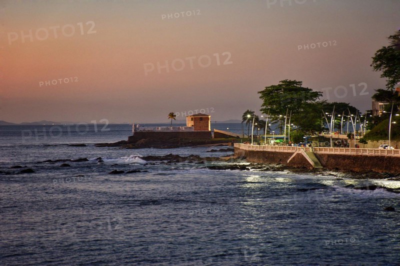 Dusk at Barra beach in Salvador in Bahia