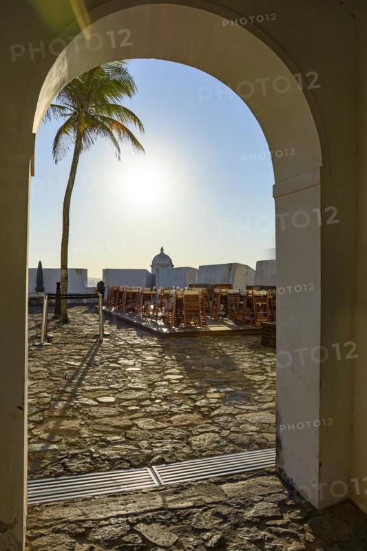 Interior of an old colonial style fortress and one of the main tourist attractions in the city of Salvador in Bahia