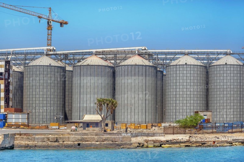 Silos with crane in the port of Port Sudan