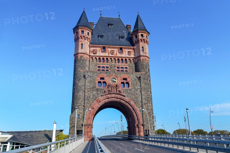 Historical cultural monument tower landmark called 'Nibelungenbruecke' or 'Nibelungentor on bridge in city Worms in Germany