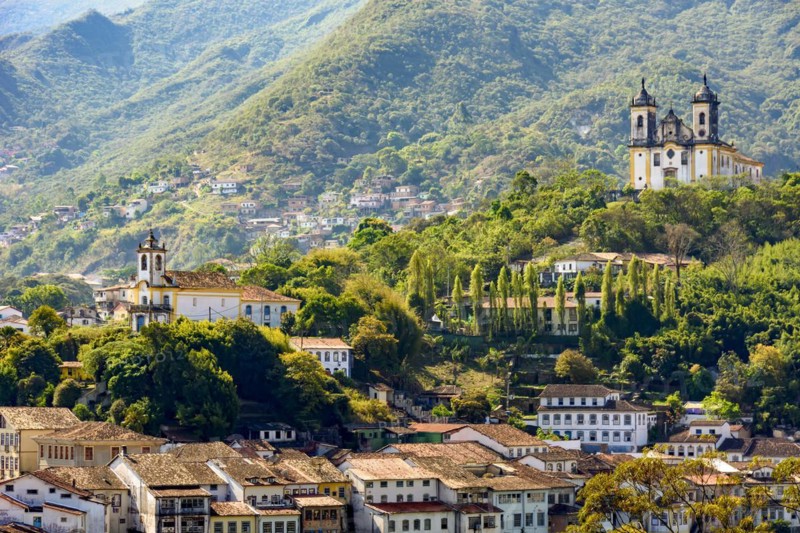 View from the top of the historic center of Ouro Preto with its houses