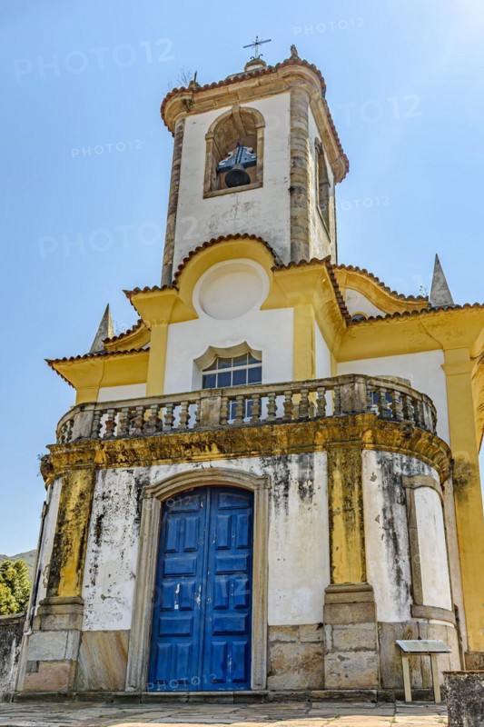 Bottom view of a Church from the time of imperial Brazil built by slaves in the 18th century in the city of Ouro Preto