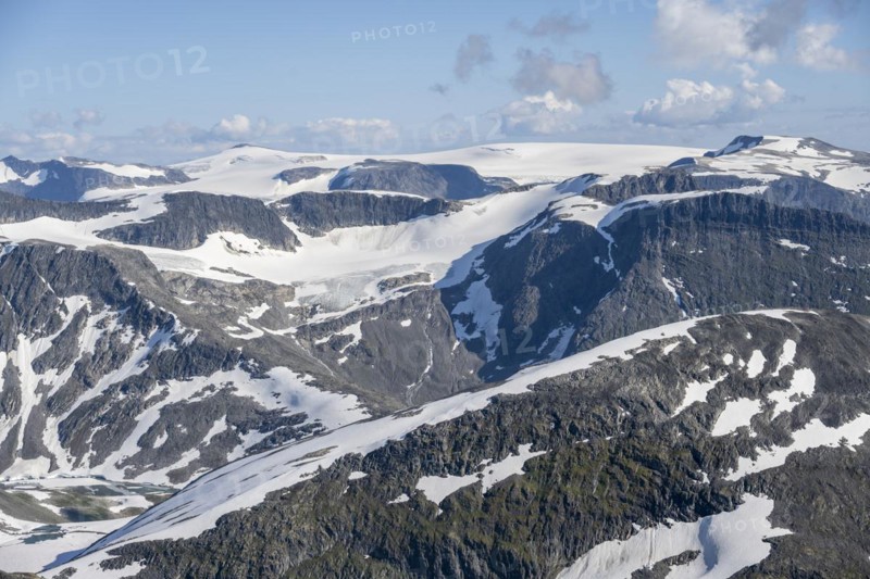 Mountains with glacier tongue of Jostedalsbreen