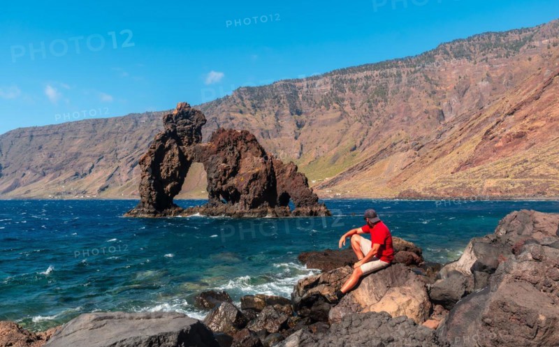 A man at Roque de la Bonanza on the island of El Hierro
