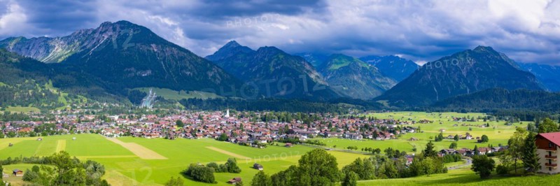 Mountain panorama from northwest on Oberstdorf