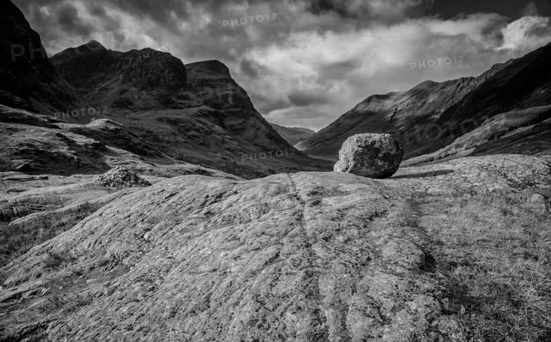 View of the Three Sisters in black and white