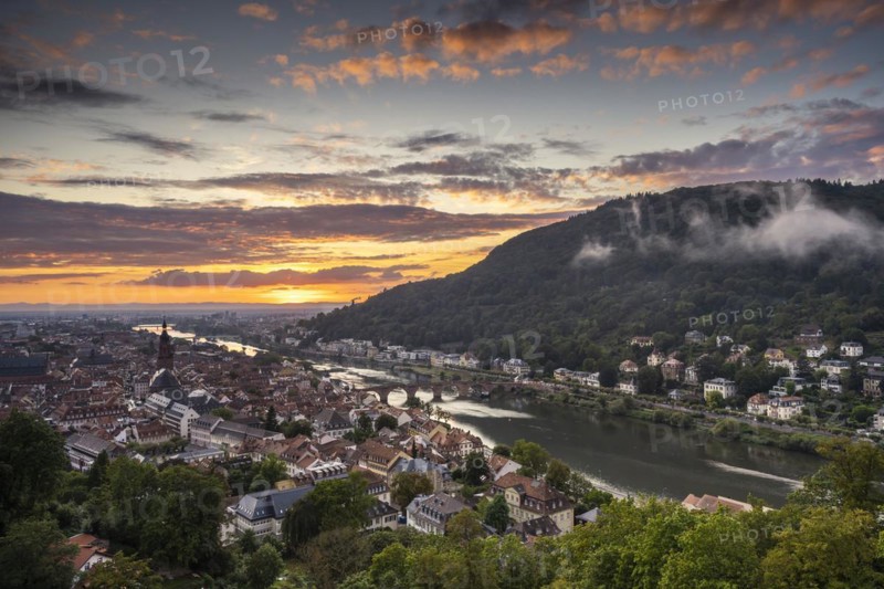 The city of Heidelberg at sunset