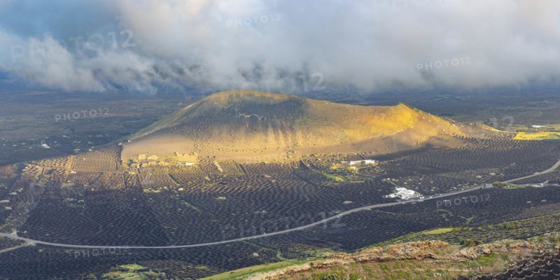 Panorama from Montana de Guardilama to Montana Diama and the wine-growing area of La Geria